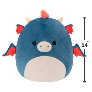 Squishmallows 14-Inch Carin the Blue Dragon with Orange Mane